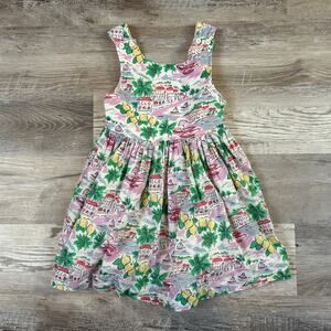 Mini Boden Lemon Village Print Sundress Adjustable Straps 5–6Y Cotton